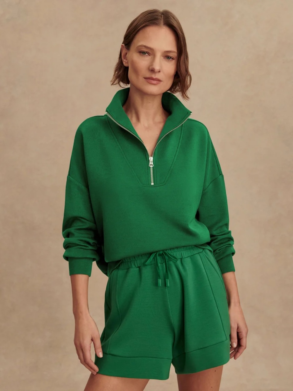 NWOT Varley Hawley Half-Zip Sweat Verdant Green